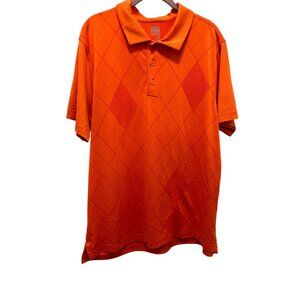 🍒 2/$20 🍒 Men’s Orange Polo Shirt with Diamond Pattern sz XL